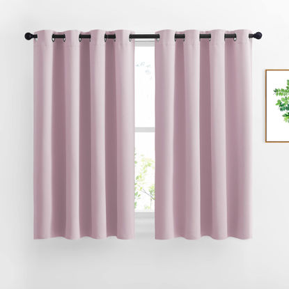 Picture of NICETOWN Blackout Curtains for Girls Room - Thermal Insulated Solid Grommet Room Darkening Curtains/Panels/Drapes for Bedroom (Lavender Pink=Baby Pink, 1 Pair, 52 by 45-Inch)