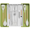 Picture of Lifewit Utensil Organizer for Kitchen Drawers, Expandable Cooking Utensil Tray, Adjustable Cutlery Silverware Flatware Holder, Plastic Spatula Tools and Gadgets Storage Divider, Large, Green&White