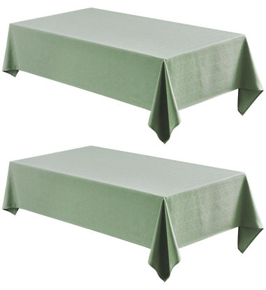 Picture of Veblandy 2 Pack Rectangle Tablecloth, 60x84 inch, Water Resistant Wrinkle Free Linen Textured Table Cloth Washable, Decorative Fabric Table Cover for Dining, Party and Camping, Sage Green