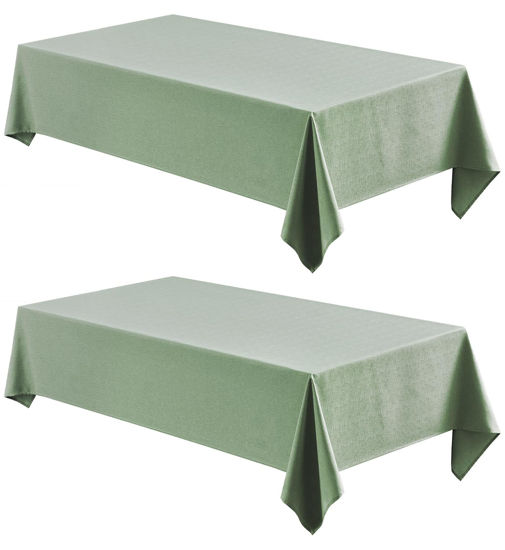 Picture of Veblandy 2 Pack Rectangle Tablecloth, 60x84 inch, Water Resistant Wrinkle Free Linen Textured Table Cloth Washable, Decorative Fabric Table Cover for Dining, Party and Camping, Sage Green