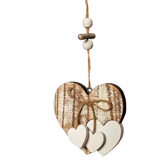 Picture of Sun&Beam Heart-shaped Wooden Decorative Hanging Handmade Hearts Ornaments for Wedding Party Valentine Christmas Home Decoration Car Décor (D-#1, 1Pcs)