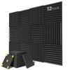 Picture of 12 pack Acoustic Panels, 1" X 12" X 12" Quick-Recovery Sound Proof Foam Panels, Acoustic Foam Wedges High Density, Soundproof Wall Panels for Home Studio,Black