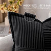 Picture of MIULEE Corduroy Pillow Covers with Splicing Set of 2 Super Soft Couch Pillow Covers Broadside Striped Decorative Textured Throw Pillows for Cushion Bed Livingroom 18 x 18 inch, Black