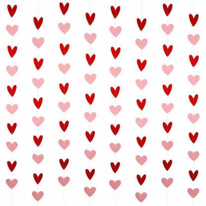 Picture of 80 Heart Garland Red & Pink- Valentines Day Decoration, Hanging Hearts, Valentines Day Banner, Hanging Valentines Garland, Valentine's Day Decorations, Large Heart Valentines（NO DIY）