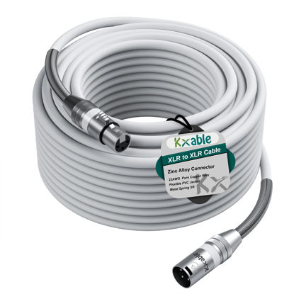 Picture of XLR to XLR Cable 150 Feet, Premium XLR Microphone Cable, Heavy Duty 22AWG OFC XLR Male to Female Cord, 3-Pin Shielded Mic Speaker Cable, Zinc Alloy Connectors, Metal Spring SR, White