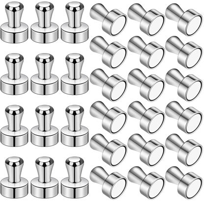 Picture of LOVIMAG 30 Pcs Refrigerator Magnets, Fridge Magnets, Strong Whiteboard Magnets, Magnetic Push Pins, Strong Metal Magnets for Fridge, Whiteboard, Office, Classroom, Map, Kitchen