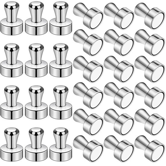 Picture of LOVIMAG 30 Pcs Refrigerator Magnets, Fridge Magnets, Strong Whiteboard Magnets, Magnetic Push Pins, Strong Metal Magnets for Fridge, Whiteboard, Office, Classroom, Map, Kitchen