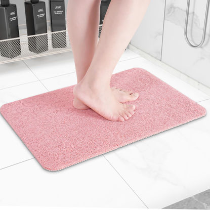 Picture of Hargiis Non-Slip Bathtub Mat, Anti Slip Shower Mat, Fast Drying Bathtub Mats, Foot Scrubber Mat, Anti Slip Mat for Tub, Floor, Bathroom, Kitchen, Home, Hotel (Pink 24"×16")
