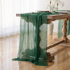 Picture of Keketo 6pcs Christmas Emerald Green Cheesecloth Table Runner Gauze 120 Inch 10 FT Rustic Boho Cheese Cloth Runner for Wedding Baby Shower Bridal Shower Birthday Party Long Sheer Home Decorations