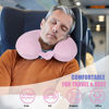 Picture of SAIREIDER Travel Neck Pillow 100% Pure Memory Foam Airplane Pillow for Head Support,Soft Adjustable Pillow for Plane, Car & Home Recliner (Pink)
