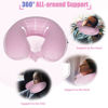 Picture of SAIREIDER Travel Neck Pillow 100% Pure Memory Foam Airplane Pillow for Head Support,Soft Adjustable Pillow for Plane, Car & Home Recliner (Pink)