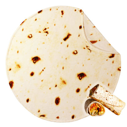 Picture of BNuitland 72 Inches Tortilla Burritos Pattern Blanket with Throw Pillow Cover (18×18"),300 GSM Double Sided Giant Funny Realistic Food Blanket,Novelty Tortilla Blanket for Adults and Kids