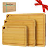 Picture of Keechee Wood Cutting Board for Kitchen - Reversible Bamboo Cutting Boards Gift Set of 3 with Juice Groove, Wooden Chopping Board for Meat, Fruit, Vegetables & Cheese (Pre Oiled, Natural)