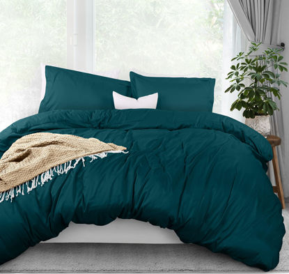 Picture of Utopia Bedding Duvet Cover Queen Size - 1 Duvet Cover with 2 Pillow Shams - 3 Pieces Bedding Duvet Cover with Zipper Closure - Soft Brushed Microfiber, 90 X 90 Inches (Queen, Teal)