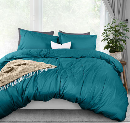 Picture of Utopia Bedding Duvet Cover Queen Size - 1 Duvet Cover with 2 Pillow Shams - 3 Piece Bedding Duvet Cover with Zipper Closure - Soft Brushed Microfiber, 90 X 90 Inches (Queen, Denim Blue)