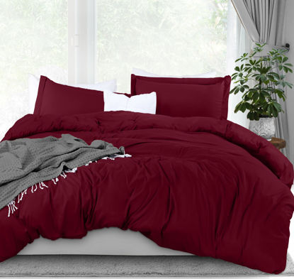 Picture of Utopia Bedding Duvet Cover King Size - 1 Duvet Cover with 2 Pillow Shams - 3 Pieces Bedding Duvet Cover with Zipper Closure - Soft Brushed Microfiber, 104 X 90 Inches (King, Burgundy)