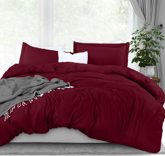 Picture of Utopia Bedding Duvet Cover King Size - 1 Duvet Cover with 2 Pillow Shams - 3 Pieces Bedding Duvet Cover with Zipper Closure - Soft Brushed Microfiber, 104 X 90 Inches (King, Burgundy)