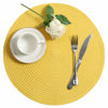 Picture of SHACOS Round Braided Placemats Set of 6 Kitchen Place Mats 15 inch Round Table Mats for Dining Tables Washable (Yellow, 6)