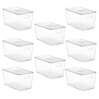 Picture of Vtopmart 8 Pack Clear Stackable Storage Bins with Lids,XLarge Plastic Containers with Handle for Pantry Organizer and Storage,Perfect for Kitchen,Fridge,Cabinet, Closet,Bathroom Organization