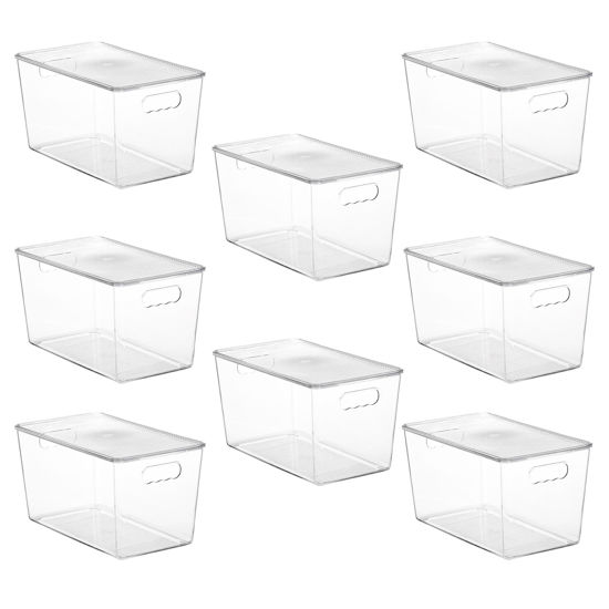Picture of Vtopmart 8 Pack Clear Stackable Storage Bins with Lids,XLarge Plastic Containers with Handle for Pantry Organizer and Storage,Perfect for Kitchen,Fridge,Cabinet, Closet,Bathroom Organization
