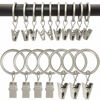 Picture of AMZSEVEN 100 Pack Metal Curtain Rings with Clips, Curtain Hangers Clips, Drapery Clips with Rings, Drapes Rings 1 in Interior Diameter, Fits Diameter 5/8 in Curtain Rod, Matte Silver
