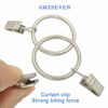 Picture of AMZSEVEN 100 Pack Metal Curtain Rings with Clips, Drapery Clips Hooks, Decorative Curtain Rod Clips Hangers 1.5 Inch Interior Diameter Eyelets, Matte Silver