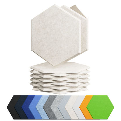 Picture of Amantech 12 Pack Acoustic Panels Self Adhesive Sound Proof Foam, High Density Sound Acoustic Foam Panel, 12X10.23X0.4 Inch Hexagon Wall Panels in Home,Office,Reccording Room,Studio(Beige)