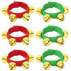 Picture of Augshy 6 Packs Christmas Wrist bands Jingle Bells with Gold Bells, Bracelet Ankle Bells Musical Instruments for Christmas Gifts Kids Party Favor Toys(3 Red and 3 Green)