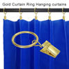 Picture of AMZSEVEN 100 Pack Metal Curtain Rings with Clips, Curtain Hangers Clips, Drapery Clips with Rings, Drapes Rings 1 in Interior Diameter, Fits Diameter 5/8 in Curtain Rod, Gold Color