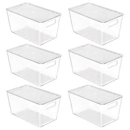 Picture of Vtopmart 6 Pack Clear Stackable Storage Bins with Lids, Medium Plastic Containers with Handle for Pantry Organizer and Storage,Perfect for Kitchen,Fridge,Cabinet, Closet,Bathroom Organization