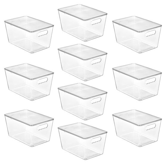 Picture of Vtopmart 10 Pack Clear Stackable Storage Bins with Lids, Large Plastic Containers with Handle for Pantry Organizer and Storage,Perfect for Kitchen,Fridge,Cabinet, Closet,Bathroom Organization