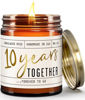 Picture of 10 Year Anniversary Gifts for Wife - '10 Years Together' Candle, w/Sandalwood Rose - infused w/Essential Oils I 10th Anniversary Gifts for Her I 50Hr Burn, Made in USA