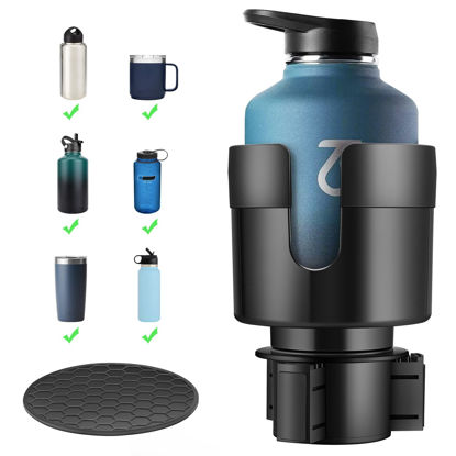 Picture of TYKOR Car Cup Holder Expander, Cup Holder Extender for Car with Adjustable Base, Fits Yeti 24/36/46oz, Hydroflask 32/40oz, Large Bottles in 3"-3.9" (16-40oz)