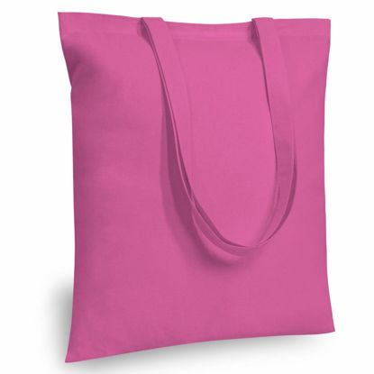 Picture of TOPDesign 12-Pack Economical 16"x15" Pink Cotton Tote Bag, Lightweight Medium Reusable Grocery Shopping Cloth Bags, Suitable for DIY, Advertising, Promotion, Gift, Activity