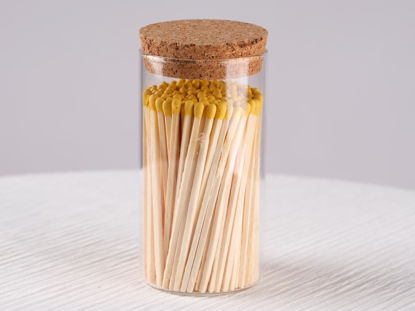 Picture of Noblesse Colored Safety Matches | 4-Inch Long Matches in Glass Jar | Perfect for Lighting Candles | 150 Pıeces | 10 Candles And Extra Empty Jar Gıft (YELLOW)