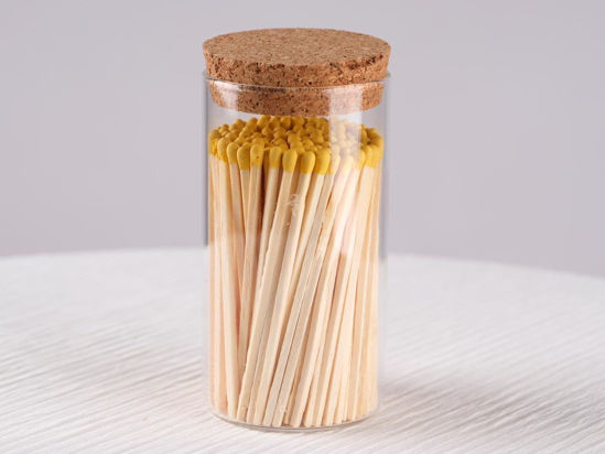 Picture of Noblesse Colored Safety Matches | 4-Inch Long Matches in Glass Jar | Perfect for Lighting Candles | 150 Pıeces | 10 Candles And Extra Empty Jar Gıft (YELLOW)