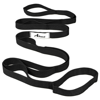 Picture of Abiarst Stretching Strap Yoga Straps for Physical Therapy, 10 Loops Non-Elastic Stretch Strap for Pilates, Flexibility, Exercise, Stretch Band for Women & Men (Black)