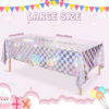 Picture of 3Pack Iridescent Checkered and Purple Plastic Tablecloths Shiny Disposable Laser Rectangle Table Covers Holographic Foil Tablecloth Iridescent Party Decorations Birthday Bridal Baby Shower, 54x108Inch