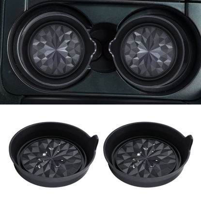 Picture of Amooca Car Cup Coaster Universal Automotive Waterproof Non-Slip Cup Holders Sift-Proof Spill Holder Car Interior Accessories 2 Pack Black Flower