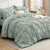 Picture of Bedsure Full Size Comforter Sets - Bedding Sets Full 7 Pieces, Pintuck Bed in a Bag Sage Green Bed Set with Comforter, Sheets, Pillowcases & Shams