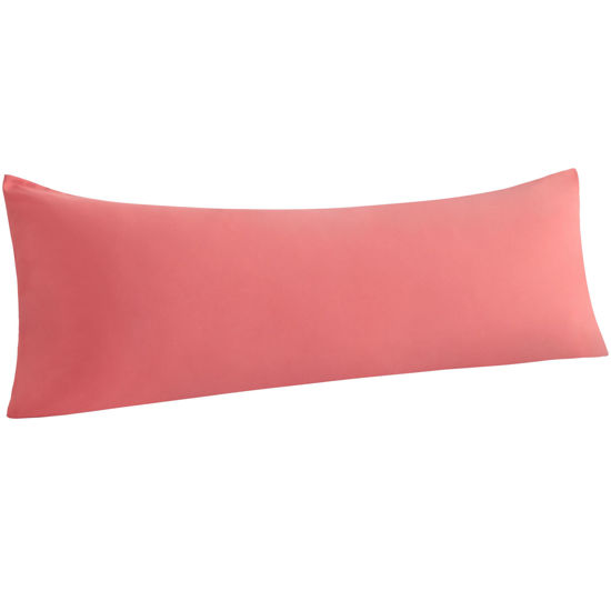 Picture of NTBAY Body Pillowcase - Brushed Microfiber 20x54 Pillowcase - Soft, Wrinkle-Free, Fade-Resistant, Stain-Resistant, Coral Pink Body Pillow Cover with Envelope Closure - 20x54 Inches, Coral Pink