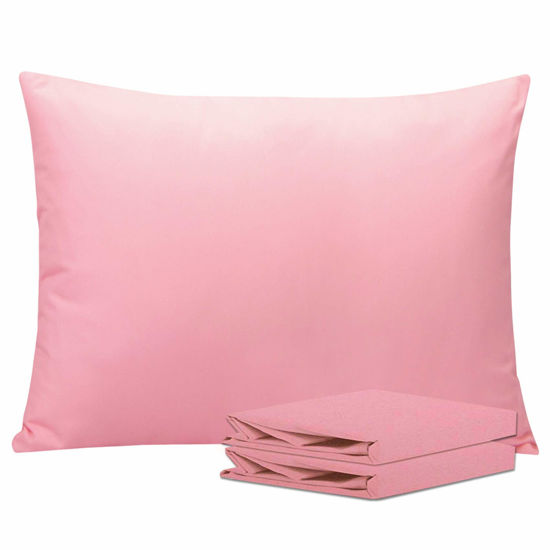 Picture of NTBAY Standard Pillowcase Set - 2 Pack Brushed Microfiber 20x26 Pillowcases - Soft, Wrinkle-Free, Fade-Resistant, Stain-Resistant, Pink Pillowcases with Envelope Closure - 20x26 Inches, Pink