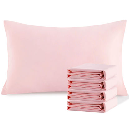 Picture of NTBAY Queen Pillowcase Set - 4 Pack Brushed Microfiber 20x30 Pillowcases - Soft, Wrinkle-Free, Fade-Resistant, Stain-Resistant, Blush Pink Pillowcases with Envelope Closure - 20x30 Inches, Blush Pink