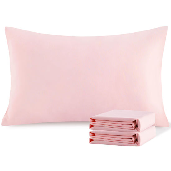 Picture of NTBAY Standard Pillowcase Set - 2 Pack Brushed Microfiber 20x26 Pillowcases - Soft, Wrinkle-Free, Fade-Resistant, Stain-Resistant, Blush Pink Pillowcases with Envelope Closure - 20x26 Inches