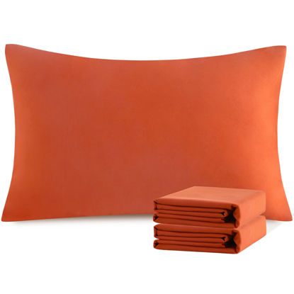 Picture of NTBAY King Pillowcase Set - 2 Pack Brushed Microfiber 20x36 Pillowcases - Soft, Wrinkle-Free, Fade-Resistant, Stain-Resistant, Brunt Orange Pillowcases with Envelope Closure - 20x36 Inches