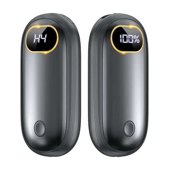Picture of Hand Warmers Rechargeable - 14000mAh Electric Hand Warmers Rechargeable 2 Pack Heat Up to 131℉ with 18Hrs Warmth, Reusable Electronic Portable Pocket Heater for Women Man Golf Raynauds Camping