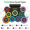 Picture of ROCKSOCKI Electric Drum Set 9-Pad With Headphone, Bigger Roll-up Drum Pad USB MIDI Game, Built-in Speaker, Drum Sticks, Foot Pedals 10 Hours Playtime Holiday Xmas Birthday Gift for Kids
