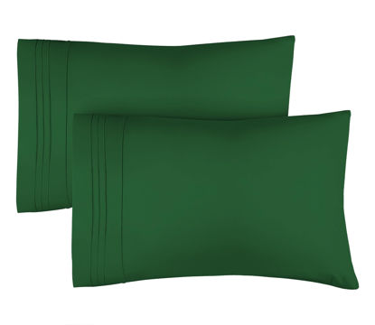 Picture of King Pillow Cases Set of 2 - Ultra Soft Hotel Quality Pillowcase Covers - Comfy Cozy Bedding for Women, Men, Kids & Teens - Machine Washable Pillow Protectors - 2 Pieces Set - King Size Emerald Green
