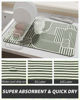 Picture of AMOAMI-Coffee Mat Hide Stain Rubber Backed Absorbent Dish Drying Mat for Kitchen Counter-Coffee Bar Accessories Fit Under Coffee Maker Coffee Machine Espresso Machine Dish Rack GREEN LINE 16X24
