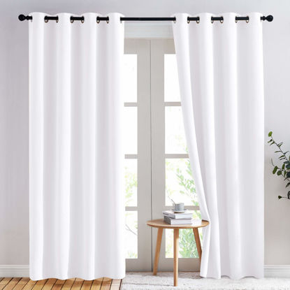 Picture of NICETOWN Curtains 84 inches Long - (Pure White) 52 by 84 inches, 1 Pair, 50% Light Blocking Grommet Drapes/Draperies for Living Room